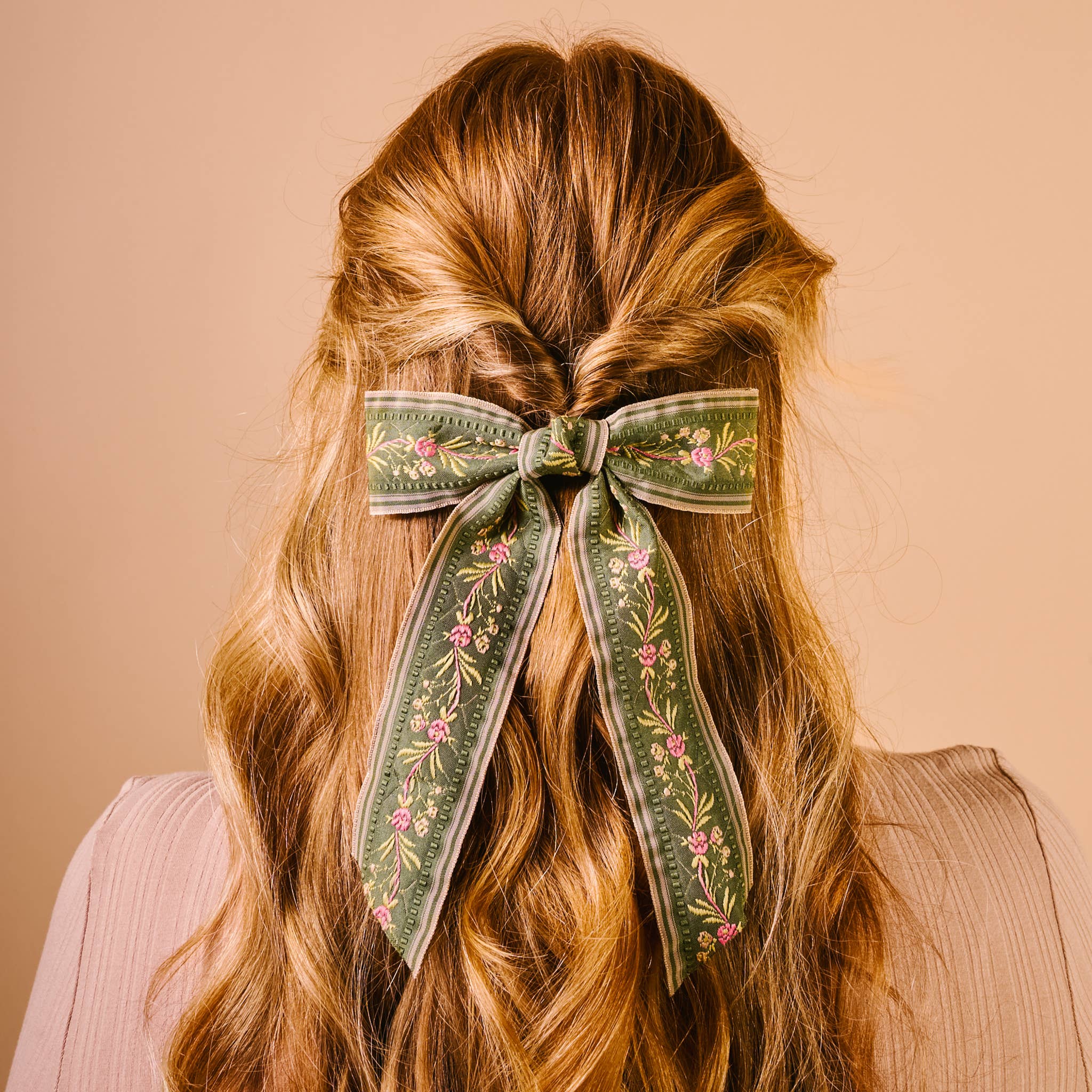 Cottage Crush Hair Bow - Olive Green
