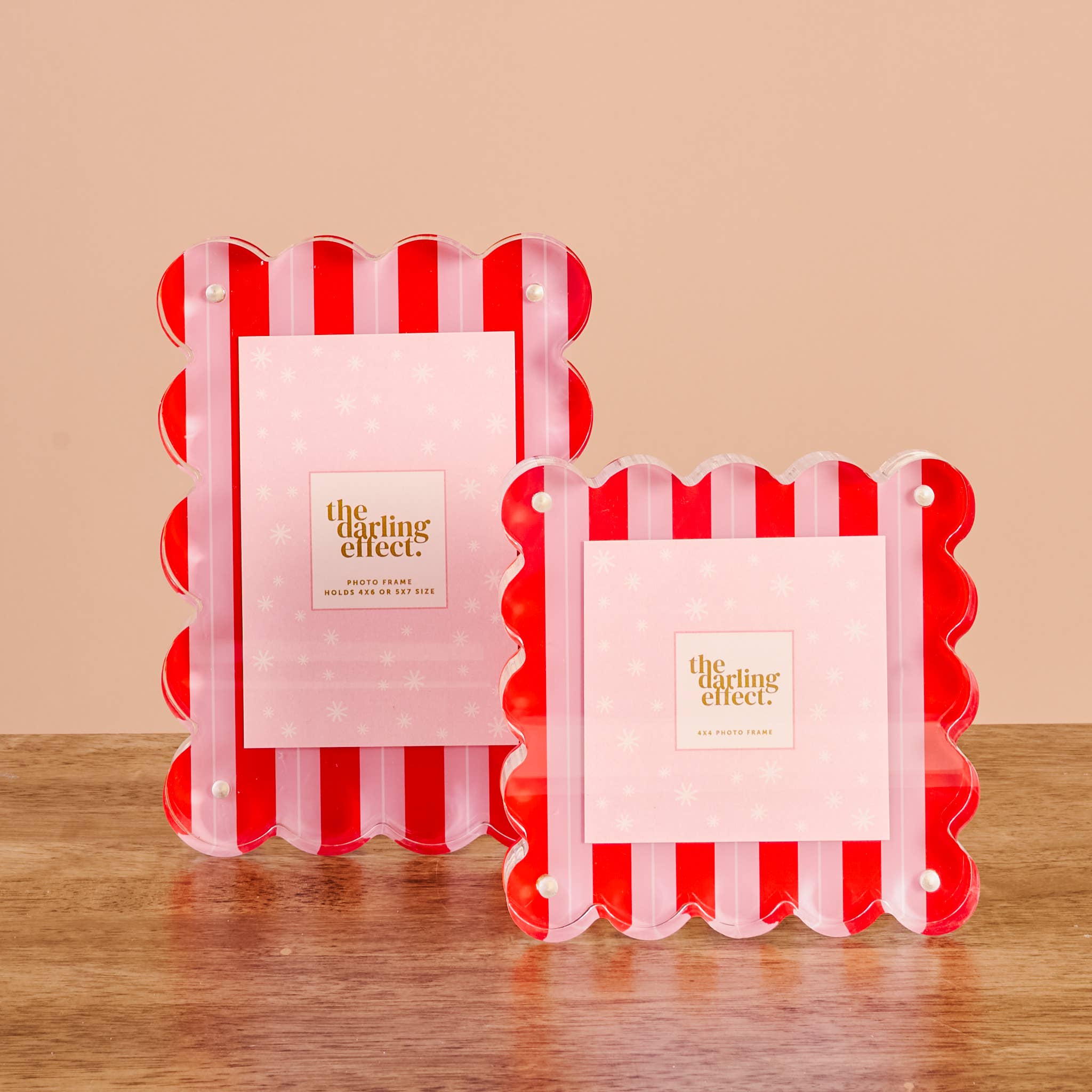 Peppermint Stripes Scalloped Acrylic Frame