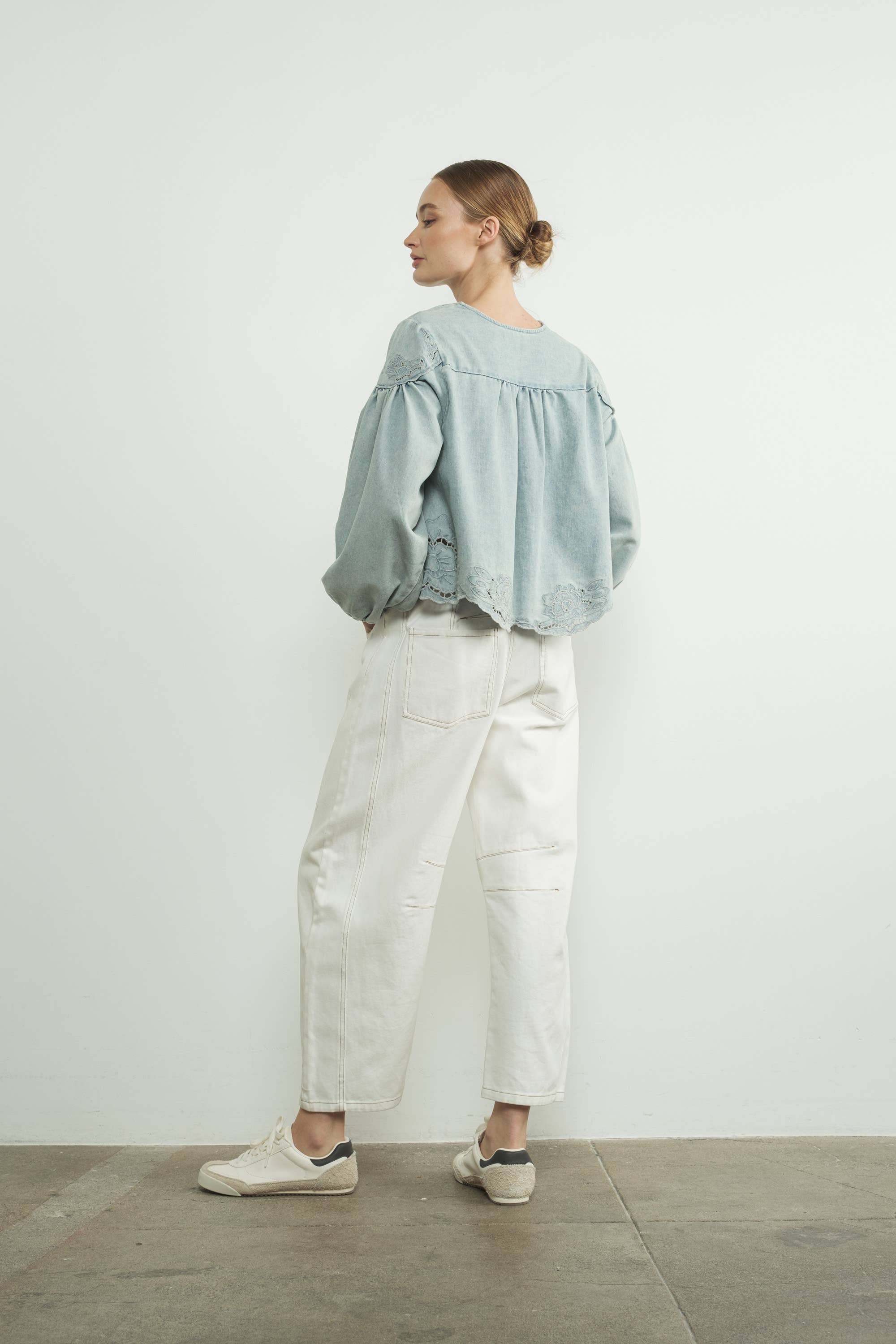 When In Rome Embroidered Blouse - Denim