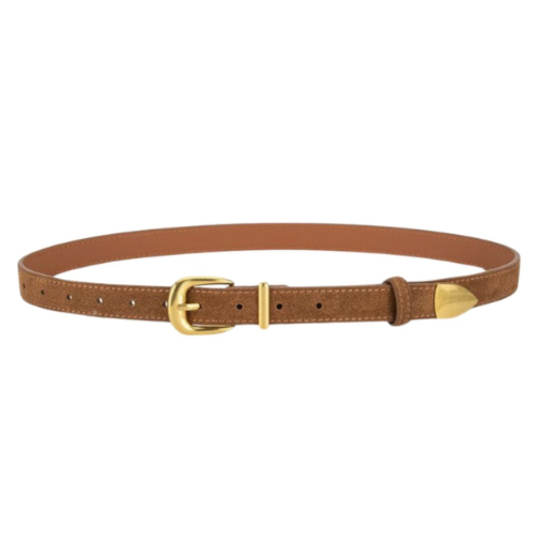 Sleek Sueded Belt - Brown