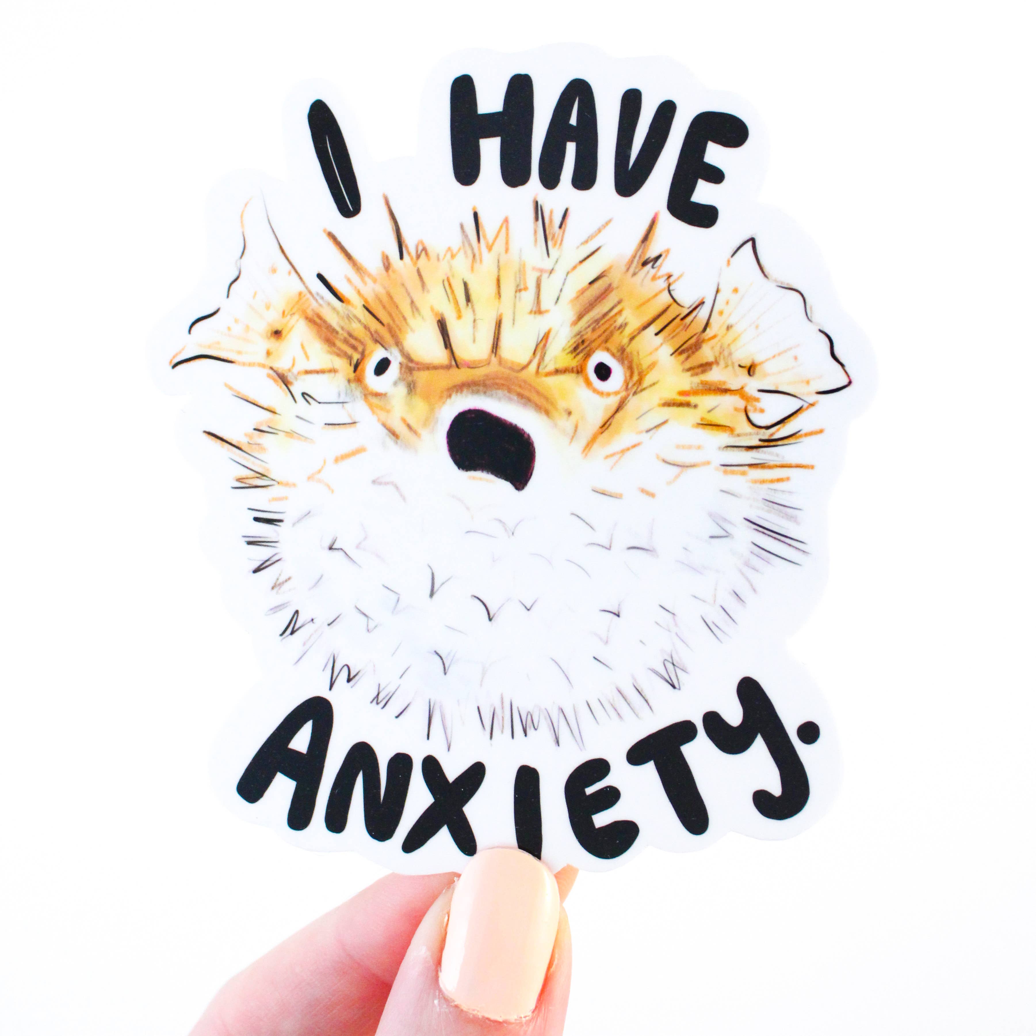 Anxiety Pufferfish Sticker