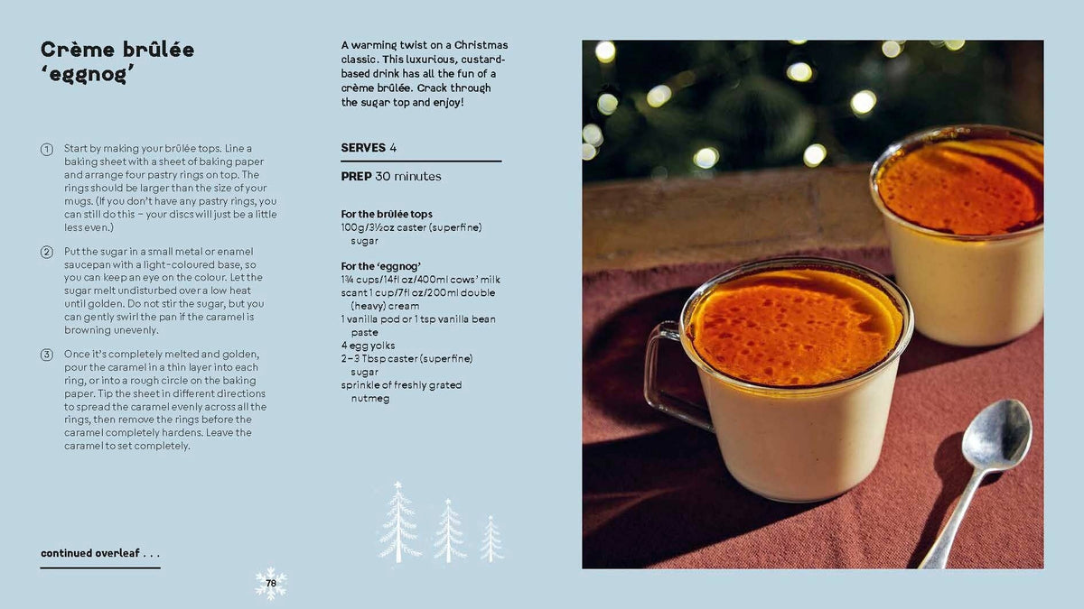 Crème brûlée recipe page with dessert photo and serving instructions