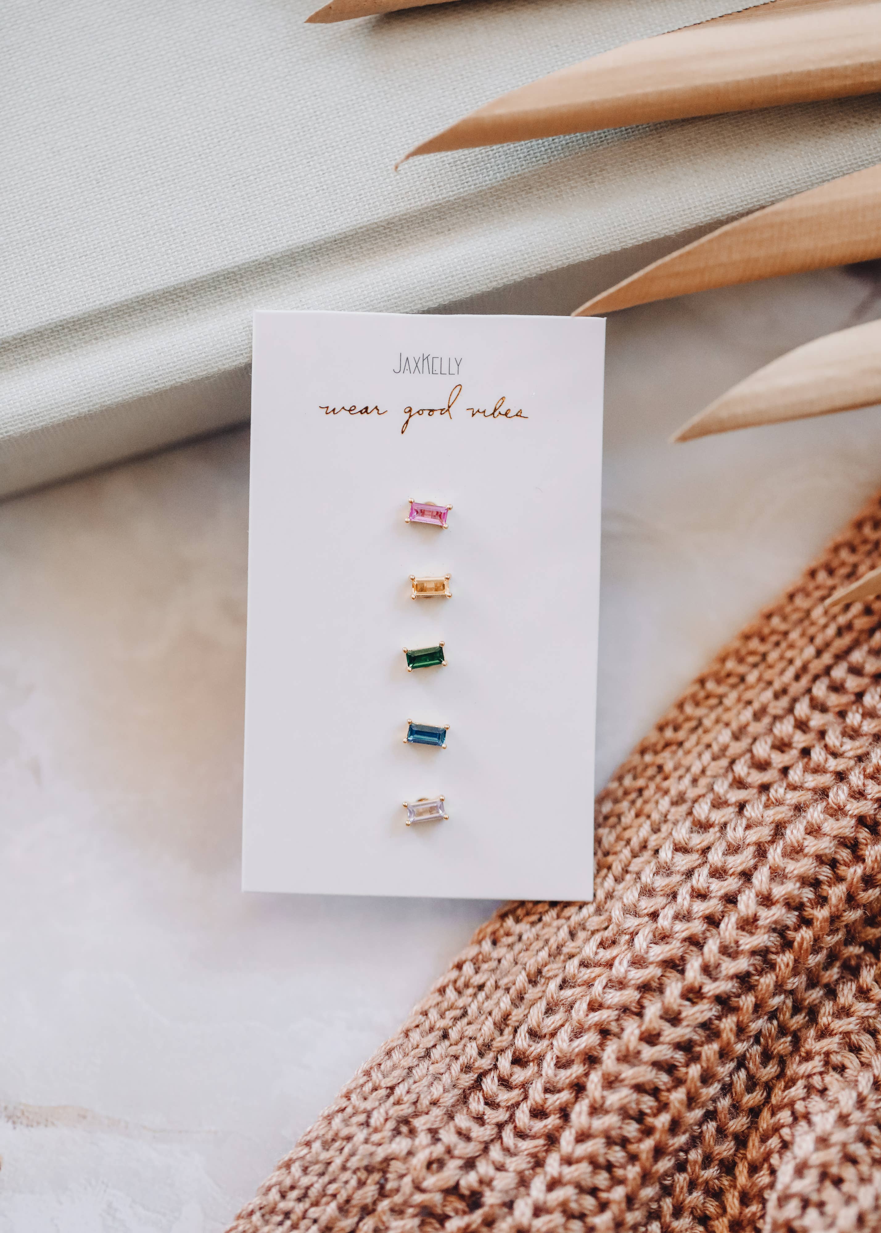 Rainbow Baguette Earrings
