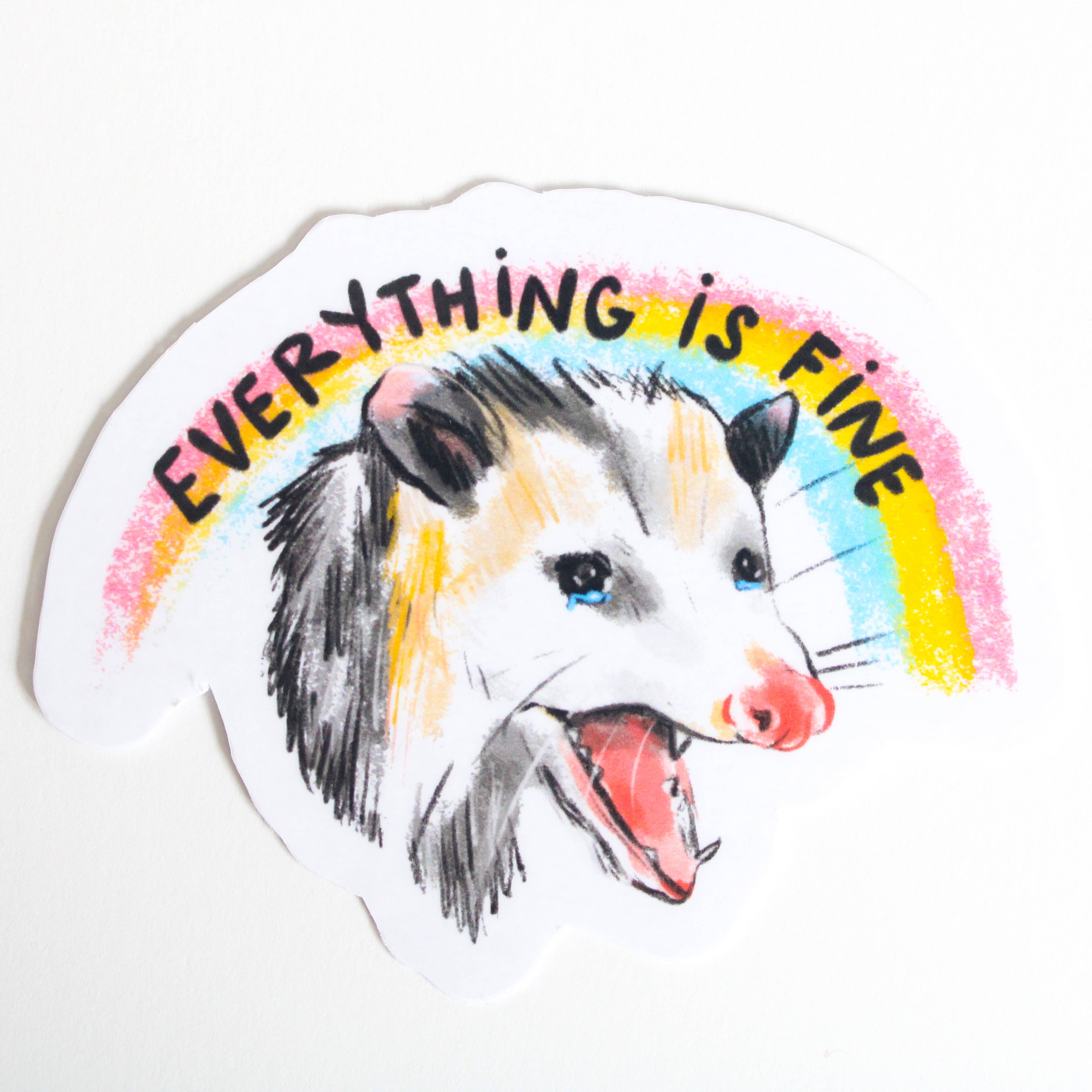Everything is Fine Possum Sticker
