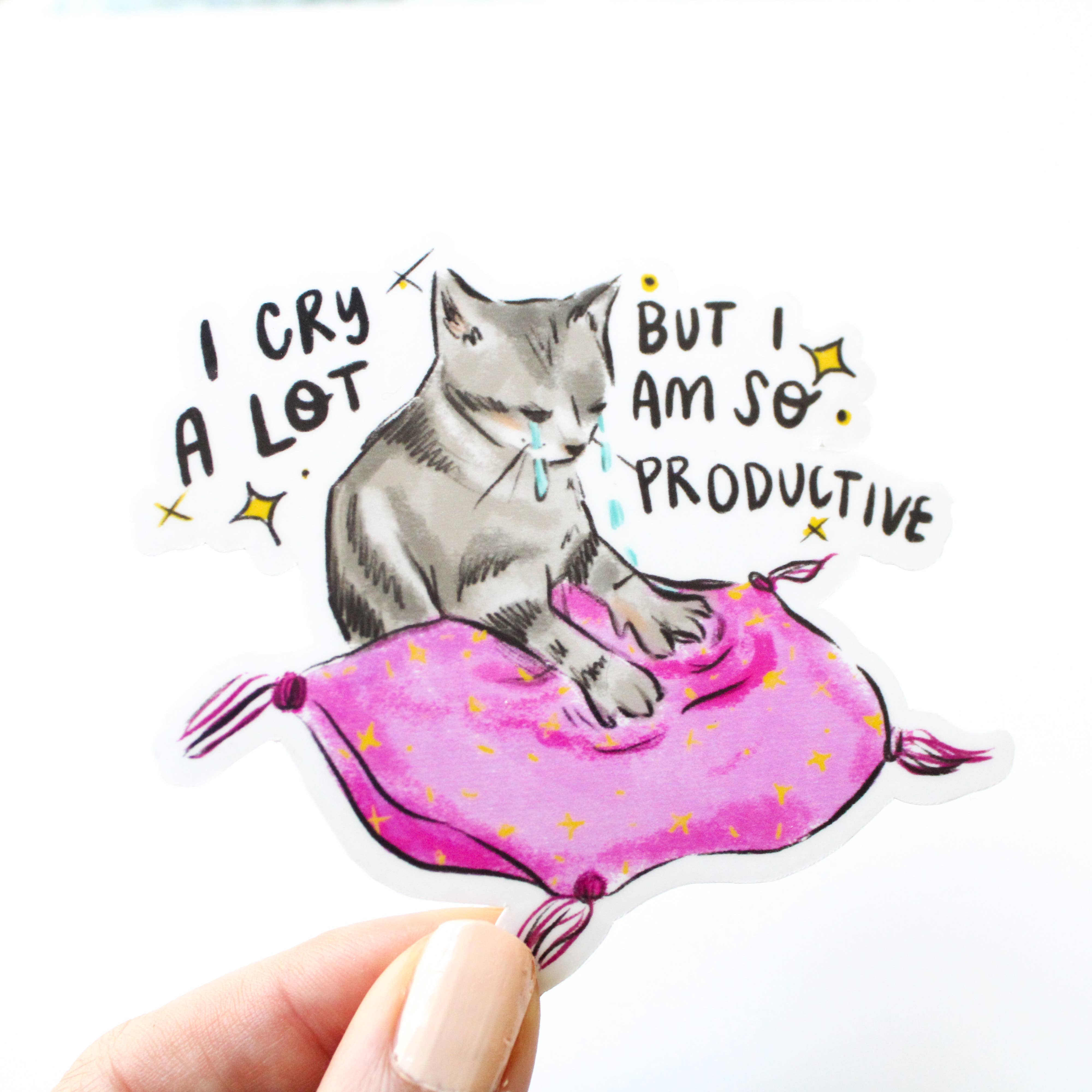 I Cry A Lot Cat Sticker