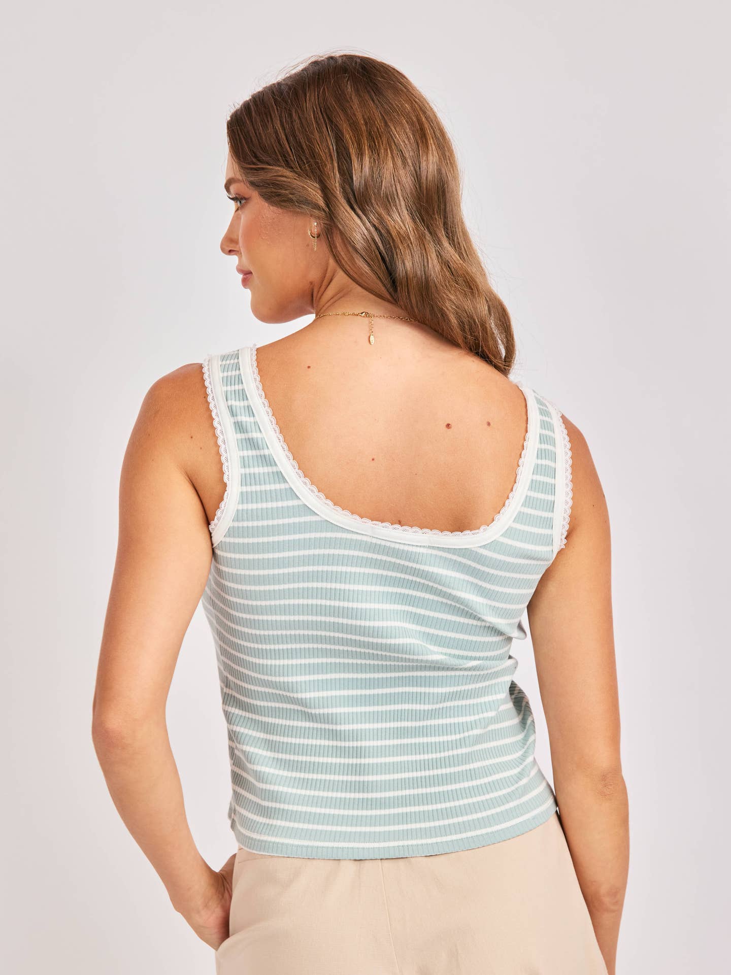 Dejavu Stripe Tank - Sage