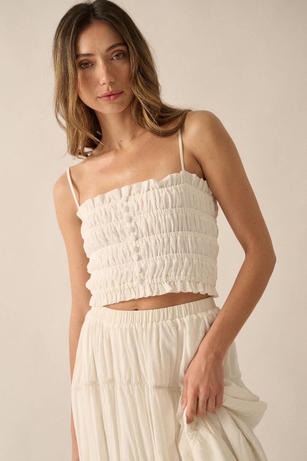 Cute as a Button Crop Top - Off White *FINAL SALE*