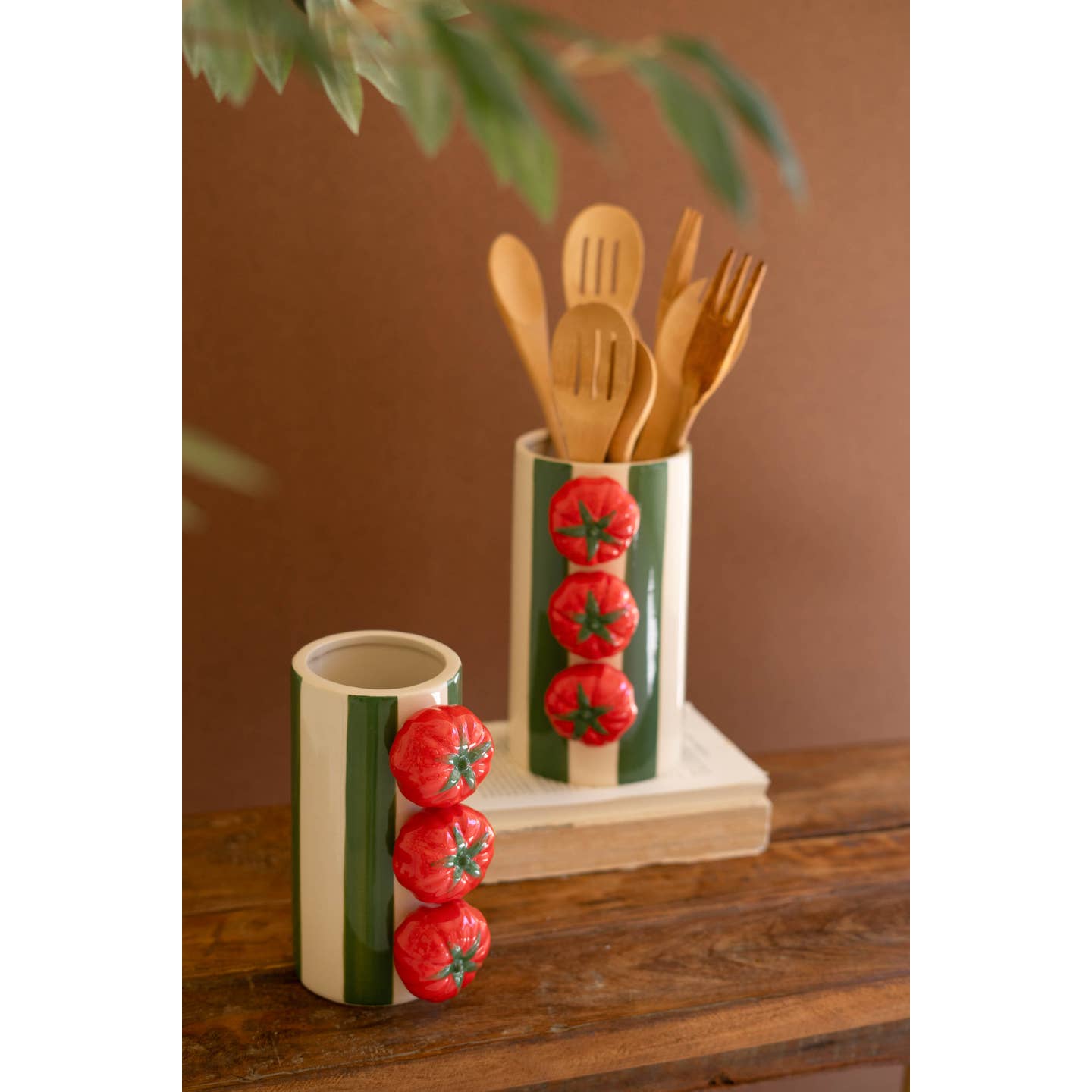 Tomatoes Green Striped Vase