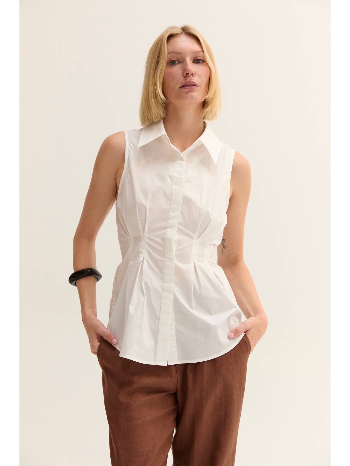 Jay Poplin Pleated Top