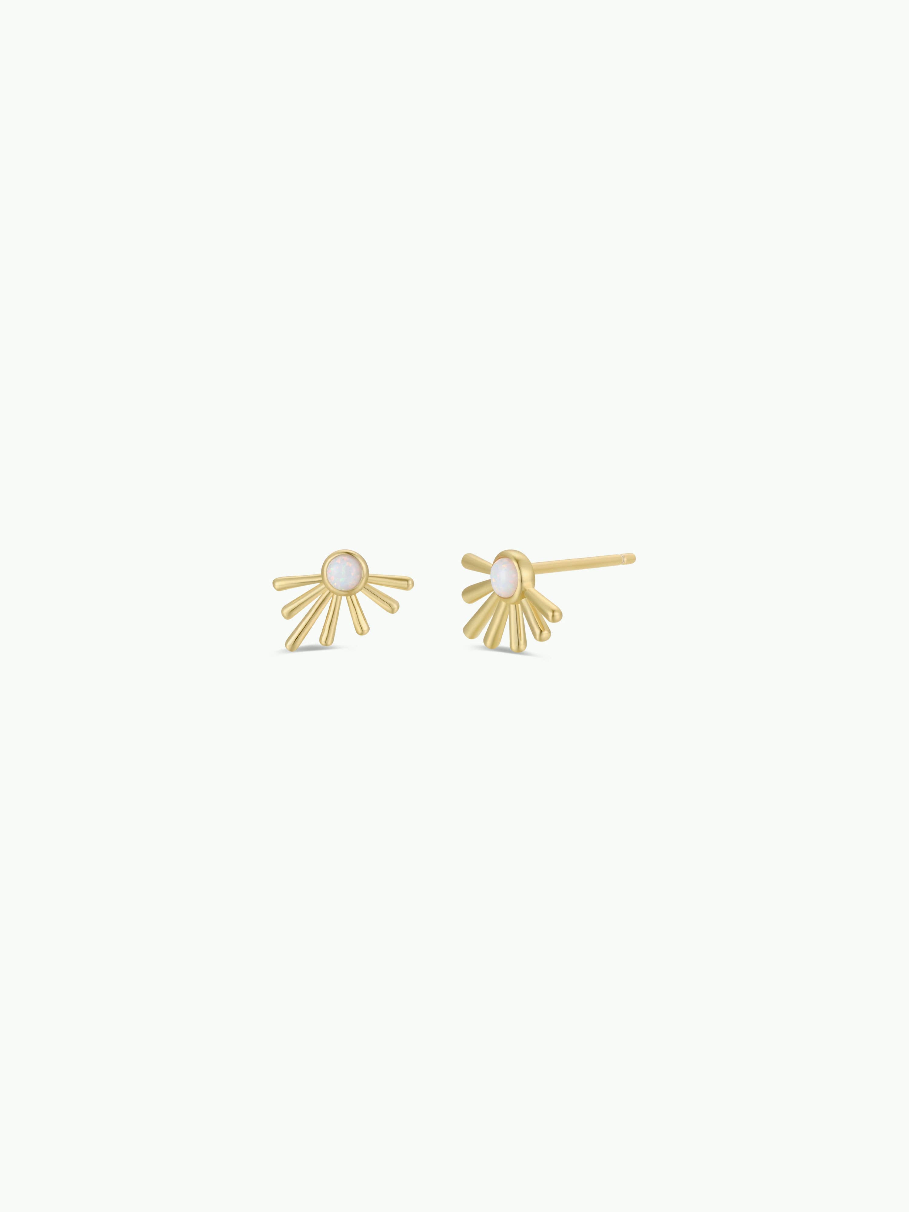 White Opal Sun Ray Earrings