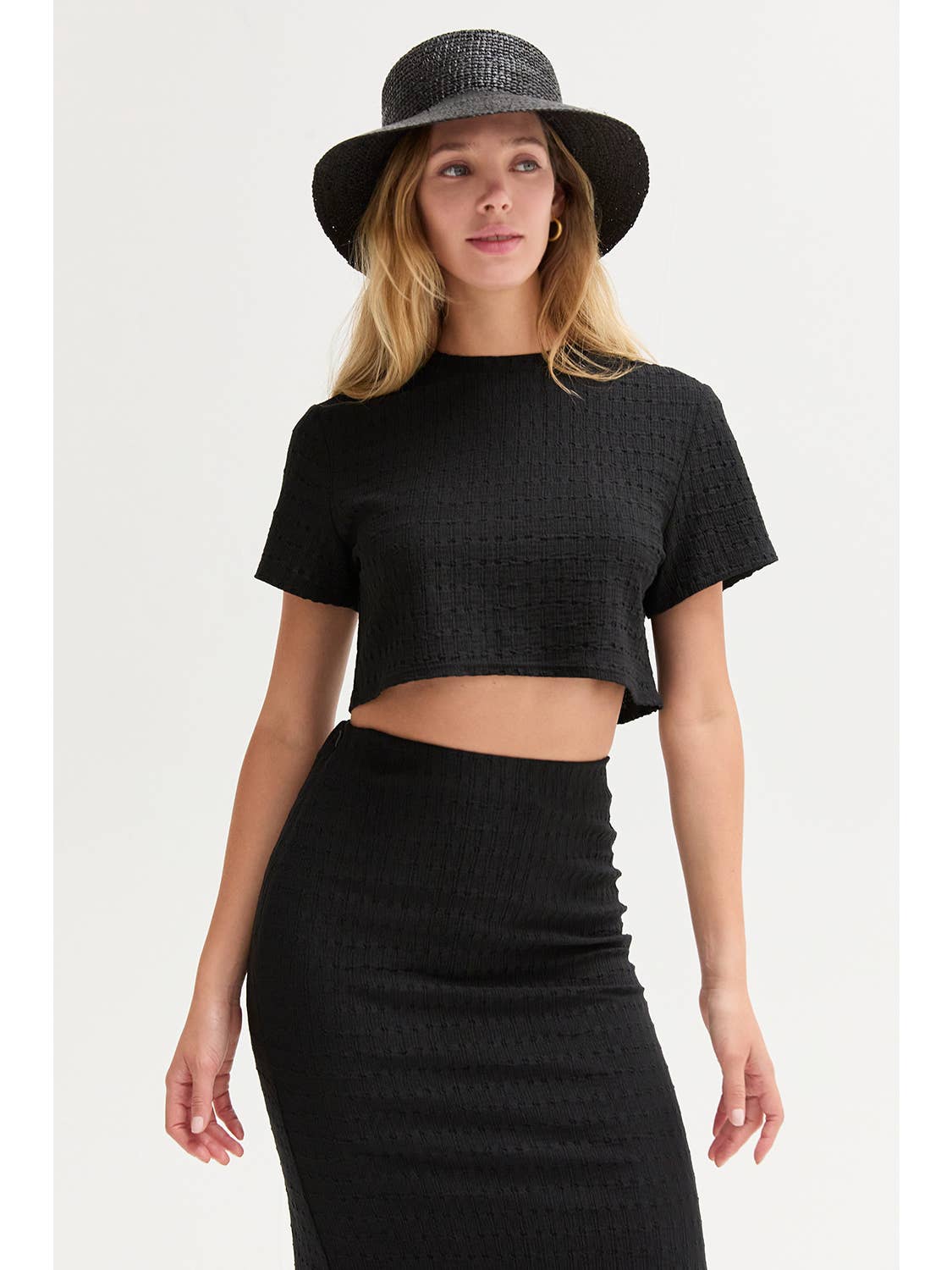 Jenna Textured Knit Two Piece Skirt Set