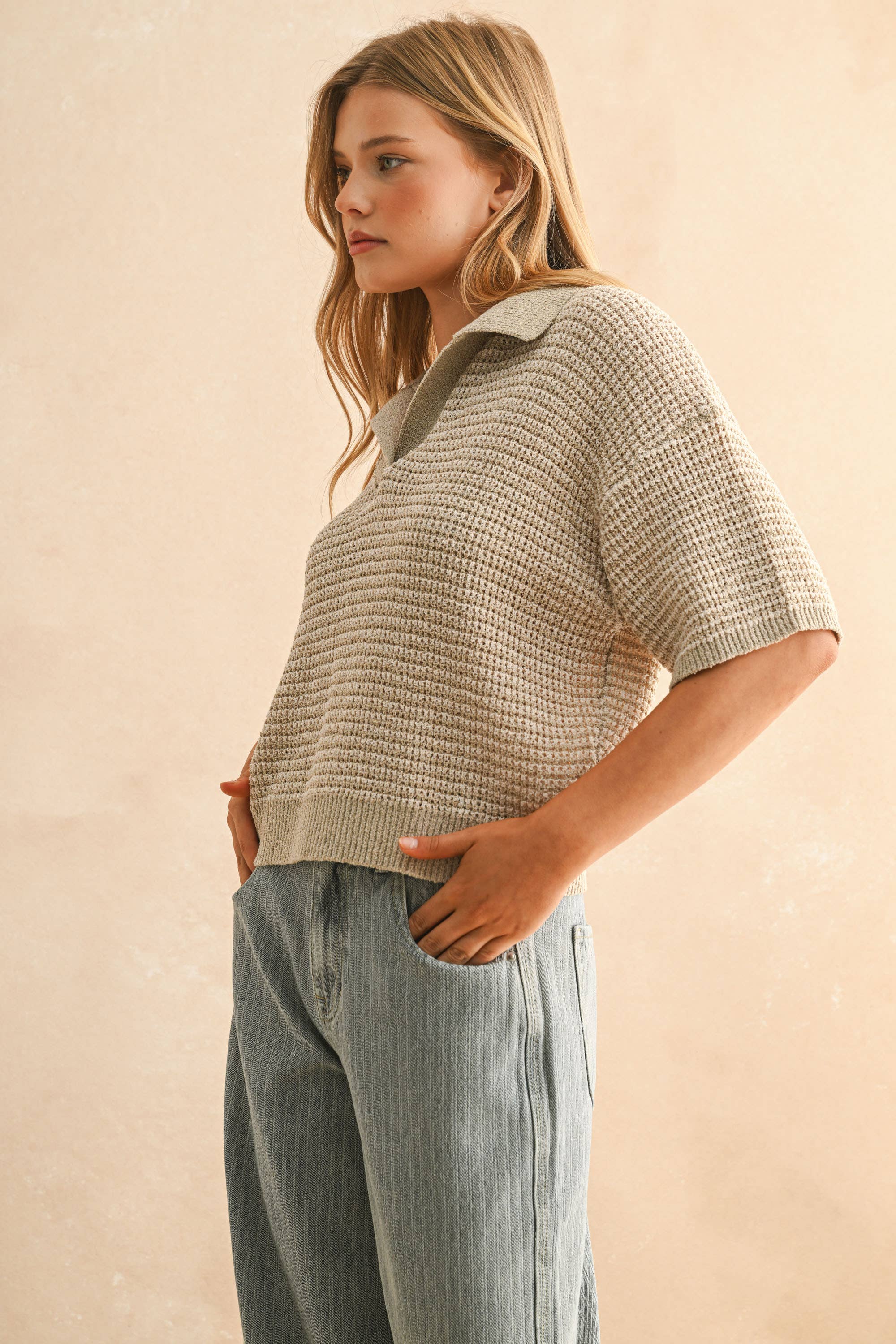 Monroe Knit Collared Top