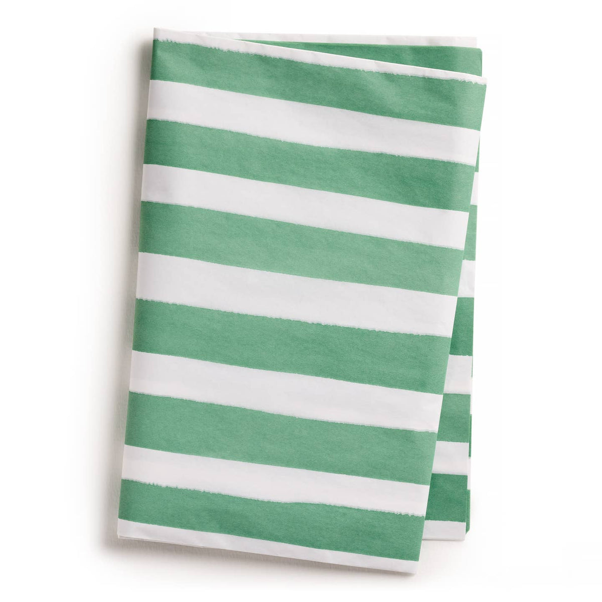 Green & white striped tissue paper, folded stack with alternating bands