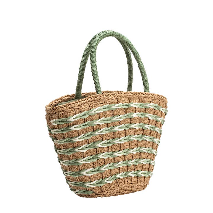 Lisbon Straw Tote Bag - Sage
