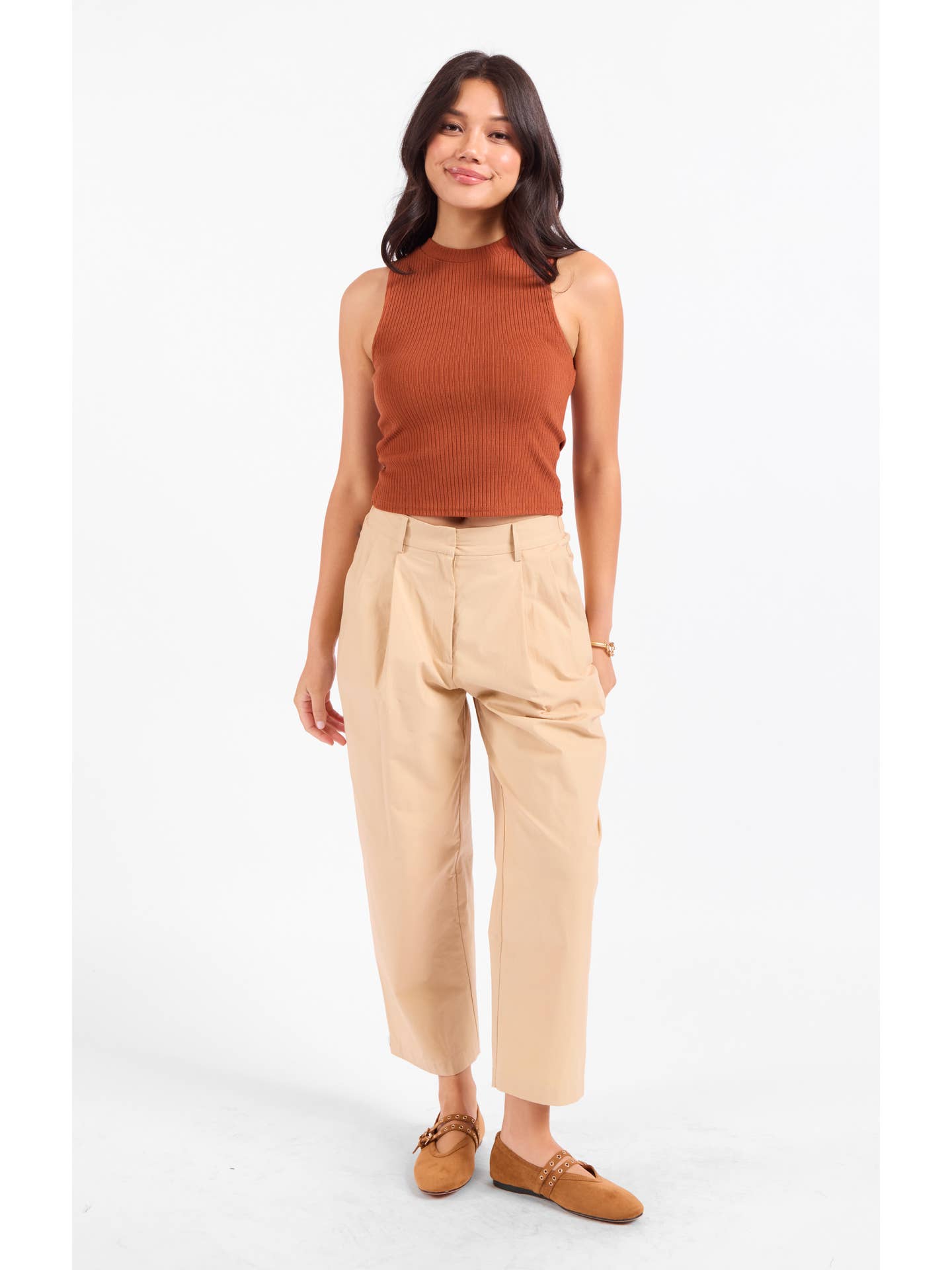 Soft Cedar Ruched Knit Tank