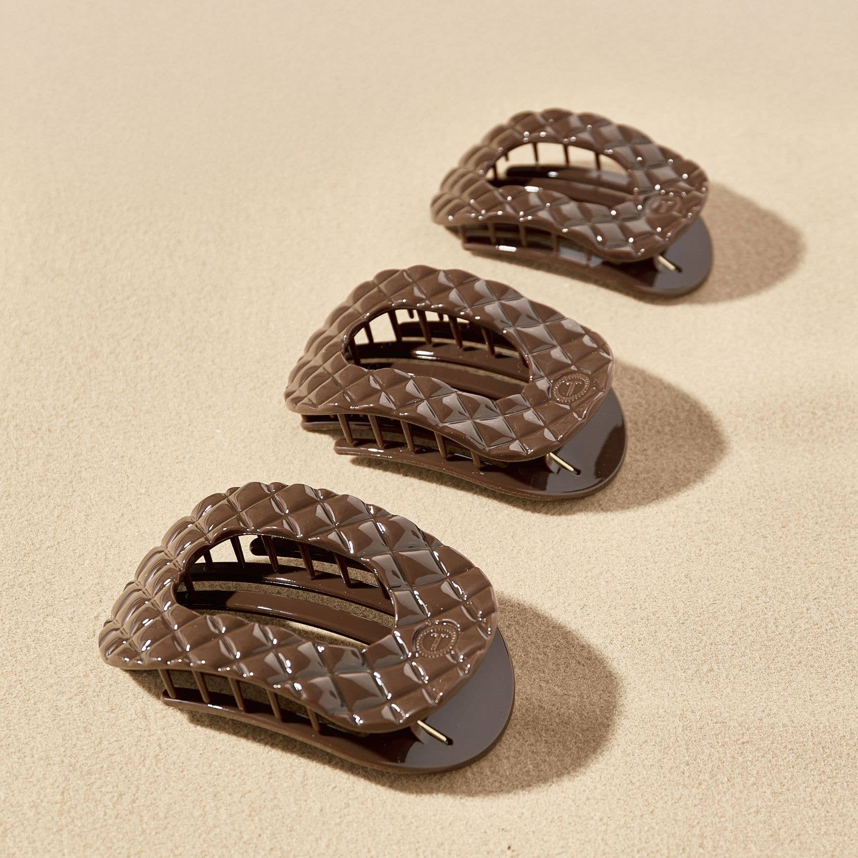 Quilted Truly Taupe Flat Round Hair Clip