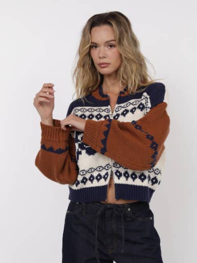 Sweet Rose Jacquard Sweater Jacket