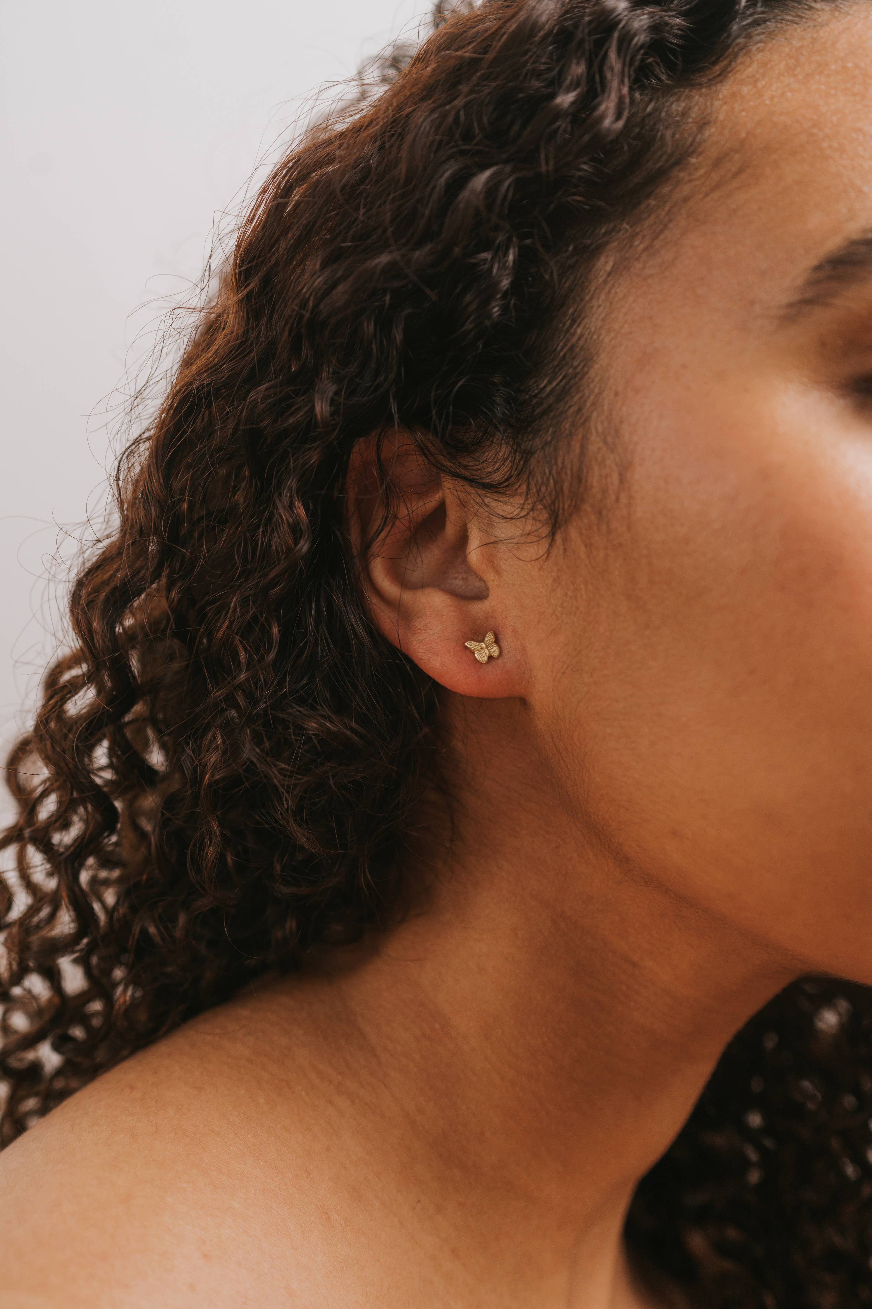 Gold Butterfly Stud Earrings
