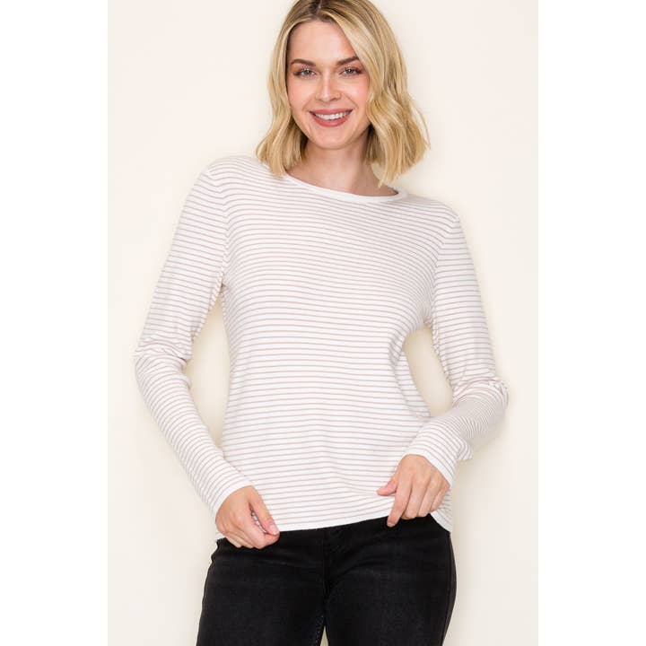 Infinite Striped Sweater - Taupe
