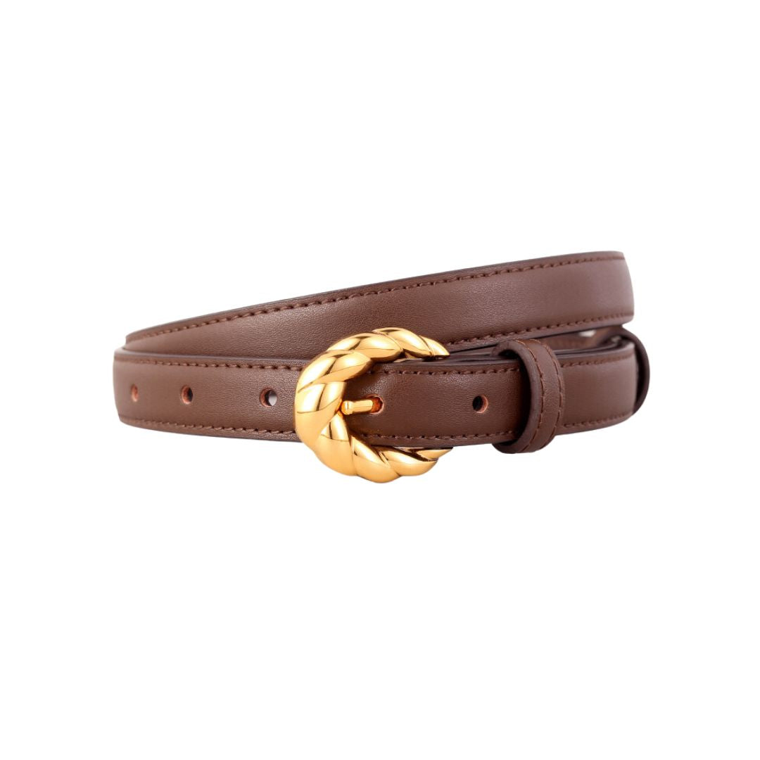 Gold Coil Belt - Brown