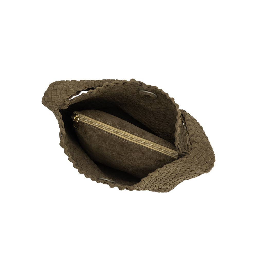 Johanna Pine Suede Vegan Shoulder Bag