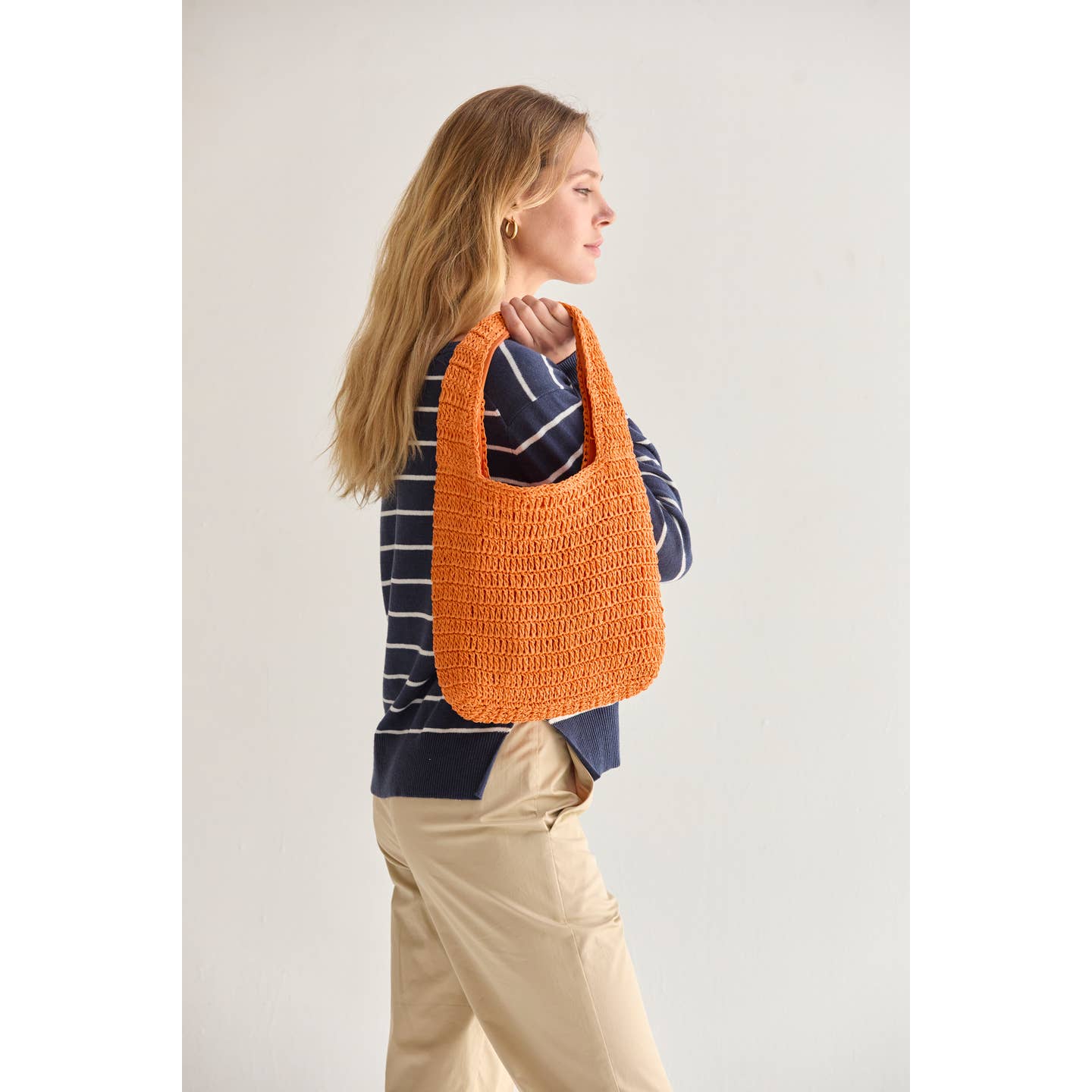 Erin Striped Weave Bag - Orange