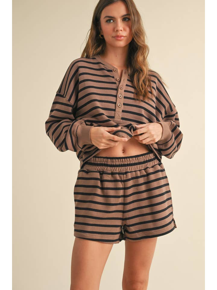 Mocha Latte Striped Shorts