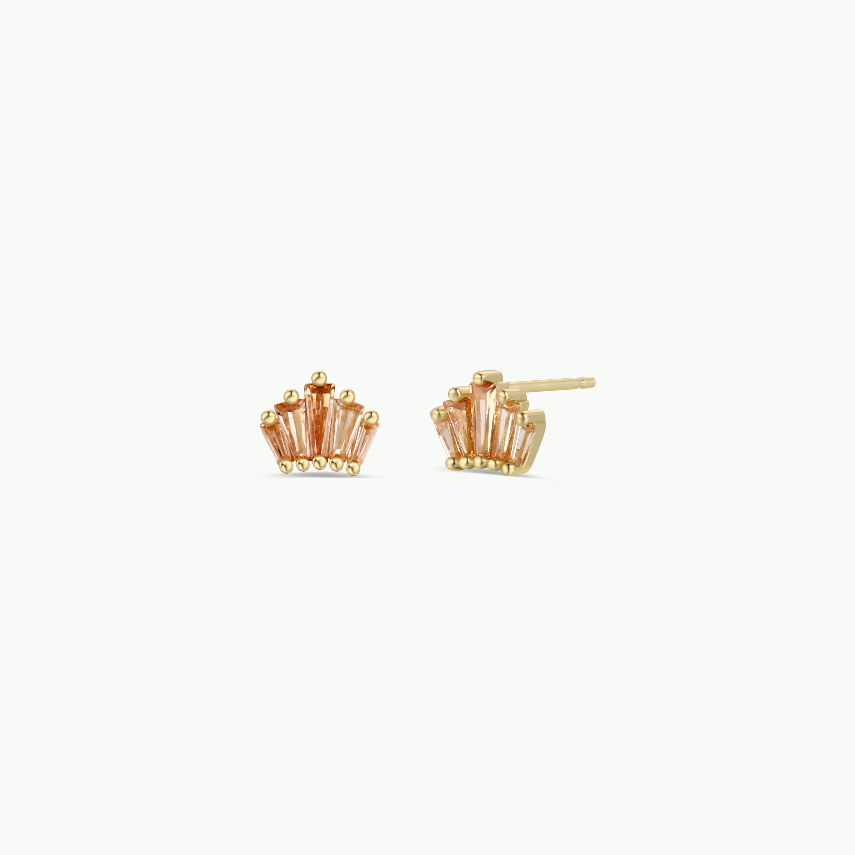 Champagne Baguette Crown Earrings
