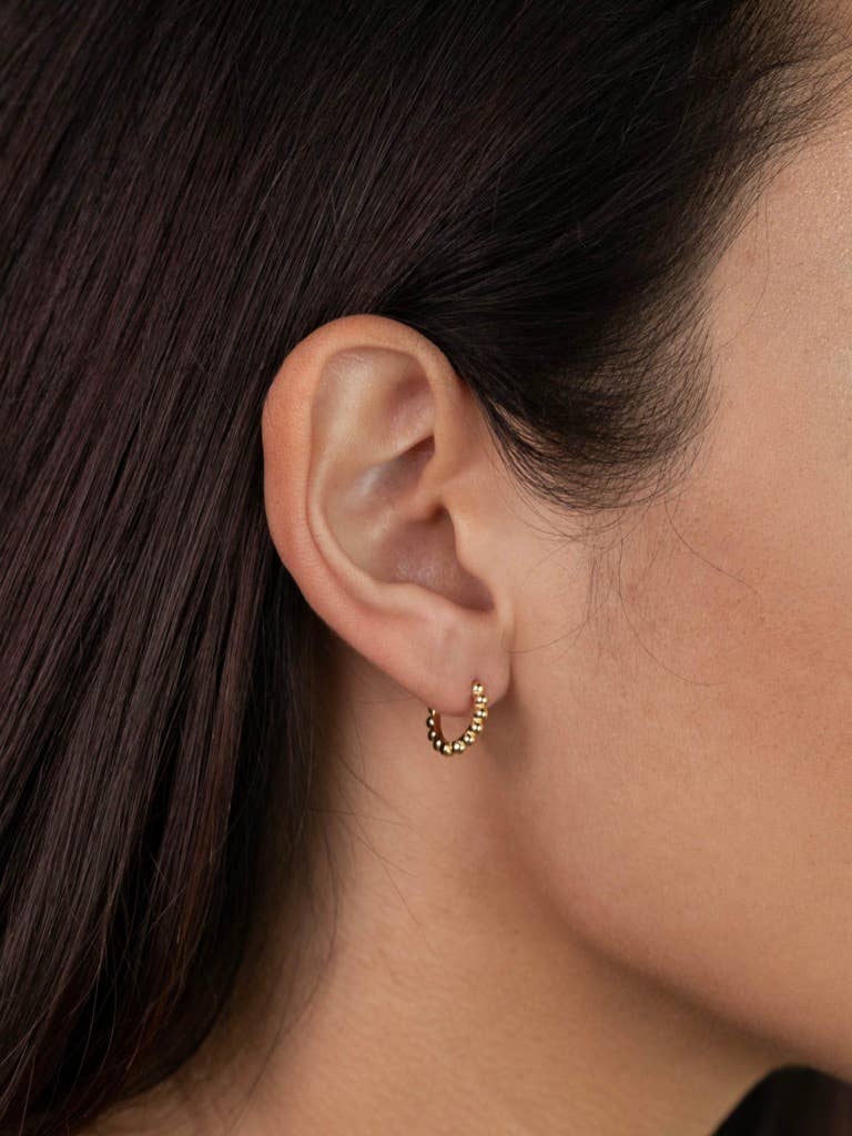 Small Ball Hoop Gold Earrings