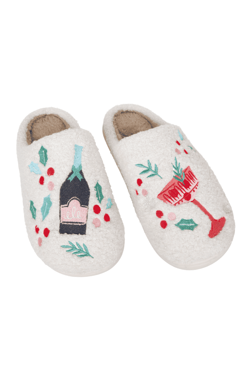 Holly Jolly + Cheers Slippers