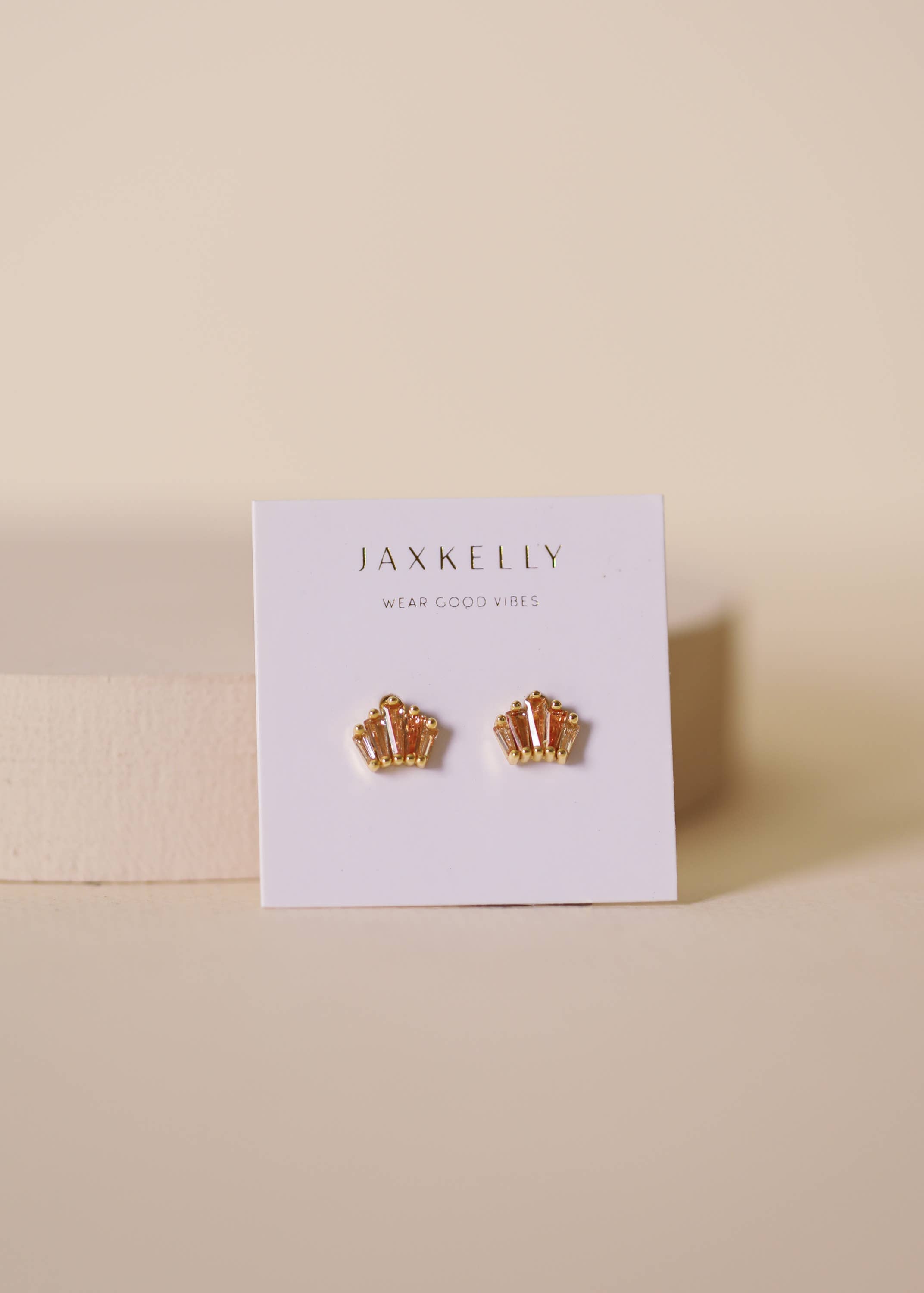 Champagne Baguette Crown Earrings
