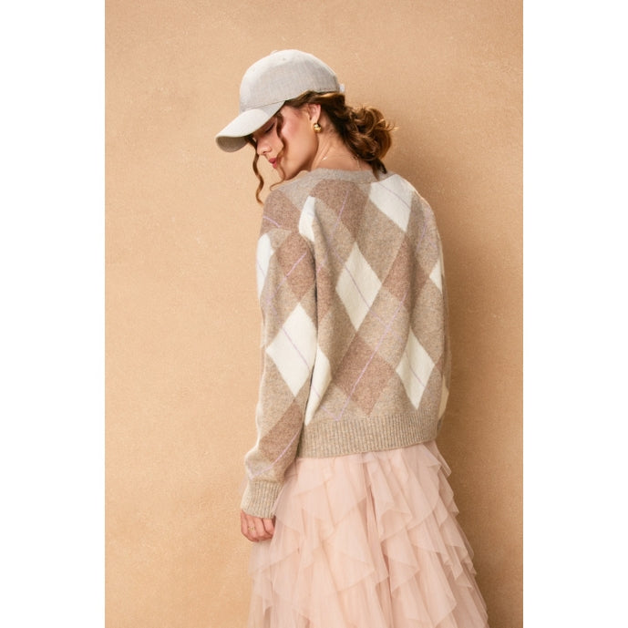 As If Argyle Cardigan