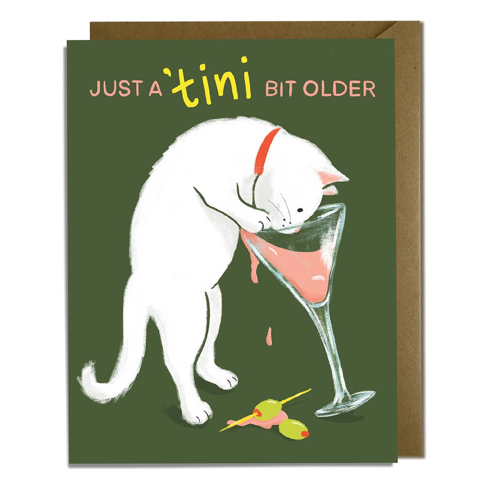 Martini Cat Birthday Card