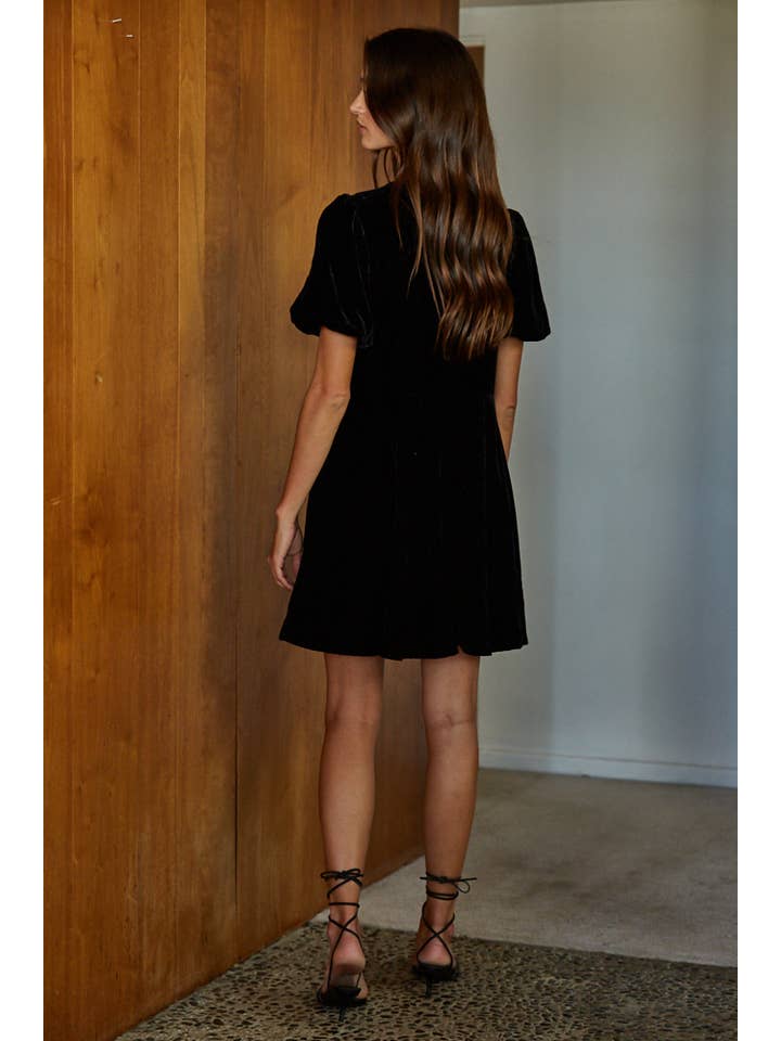 Velvet Sparkle Bow Mini Dress