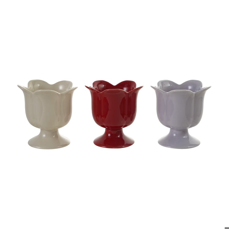 Stoneware Footed Flower Shaped Bowl
