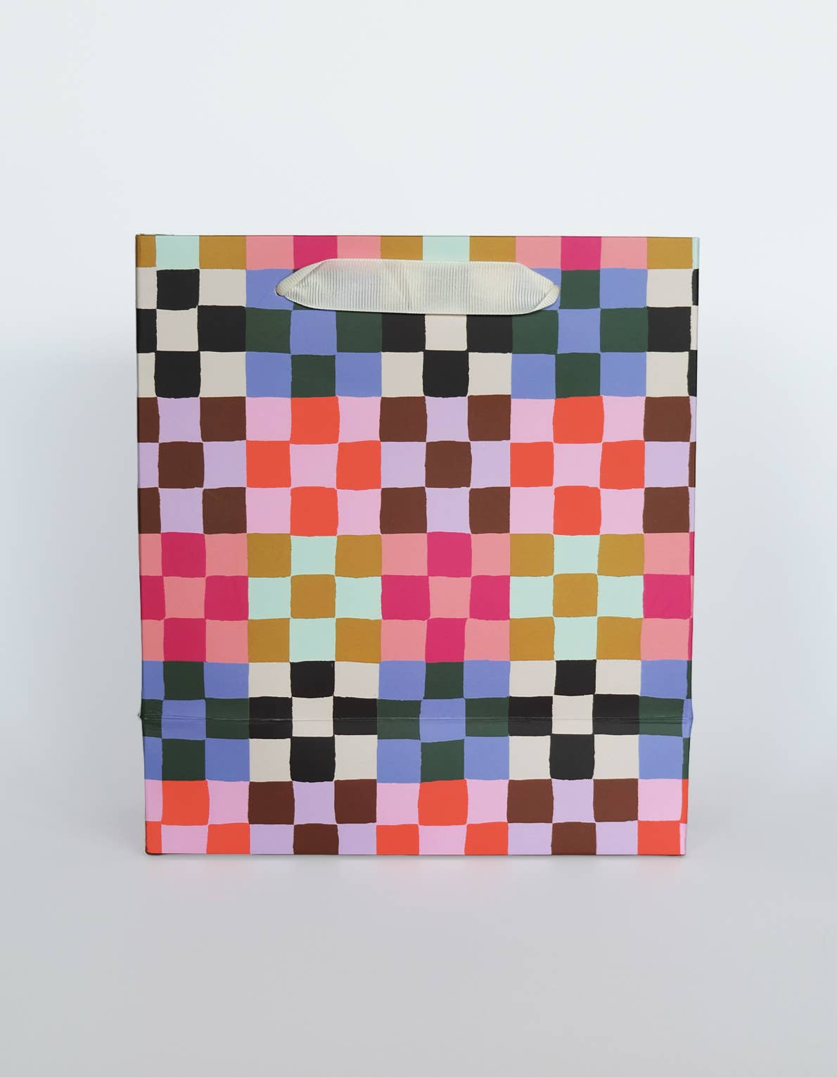 Rainbow Check Print Gift Bag