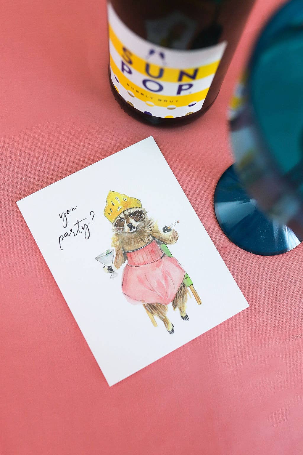 You Party? Raccoon Greeting Card