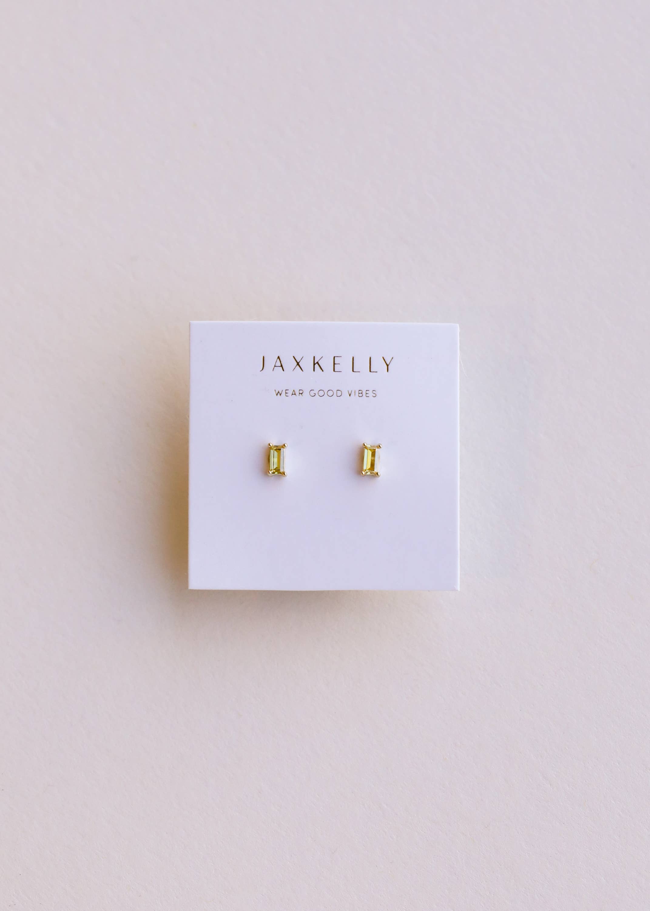Lemon Baguette Gold Earrings