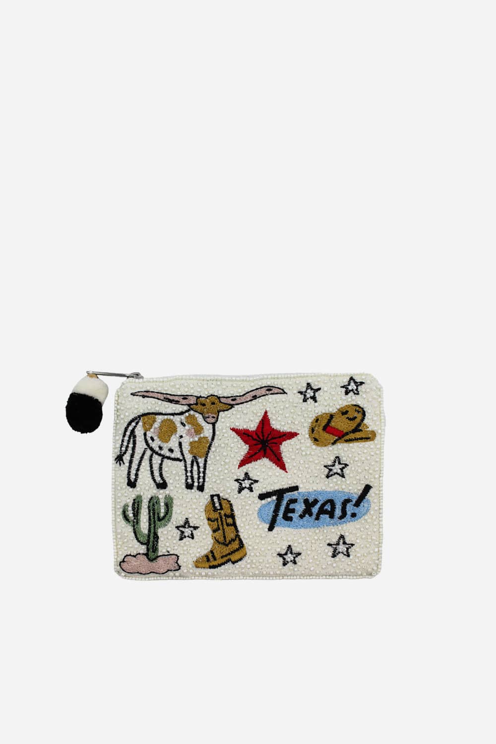 Texas Embroidered Beaded Pouch