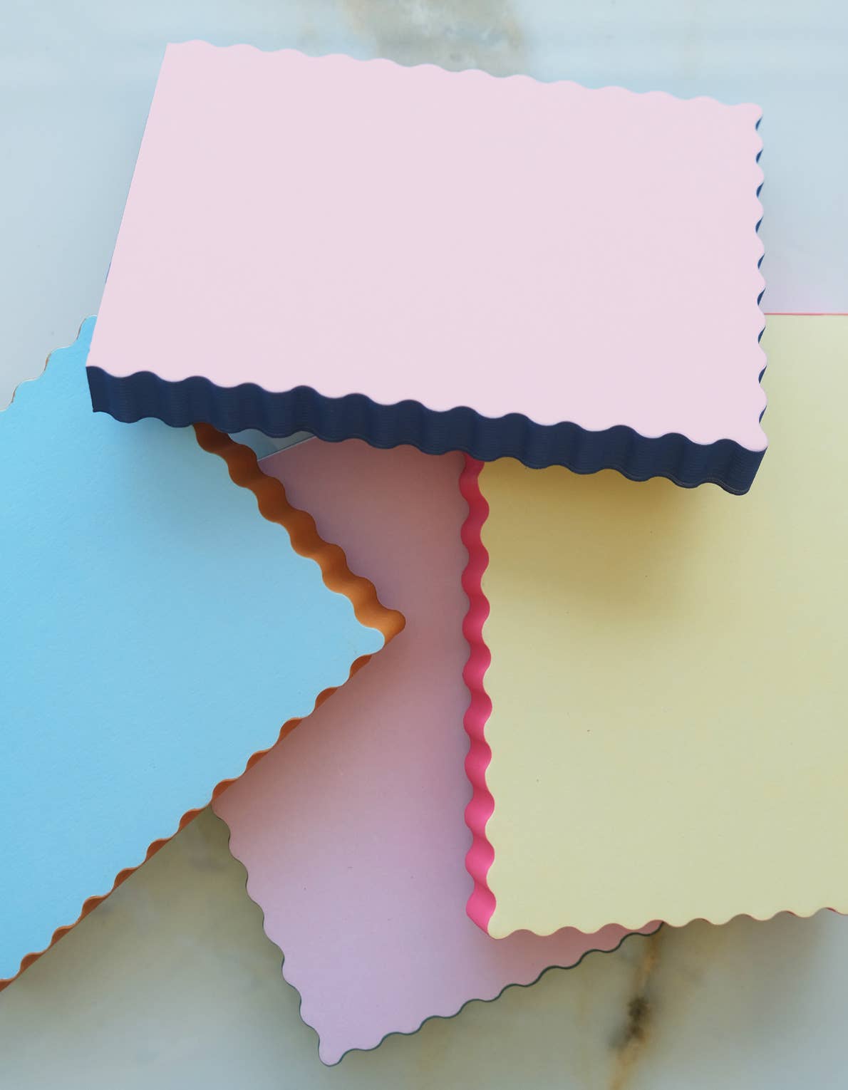 Pink + Evergreen Edge Mini Wave Shaped Notepad