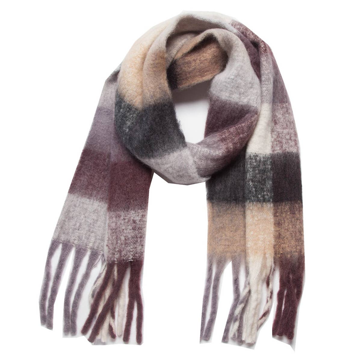 Chunky Plaid Scarf - Coffee