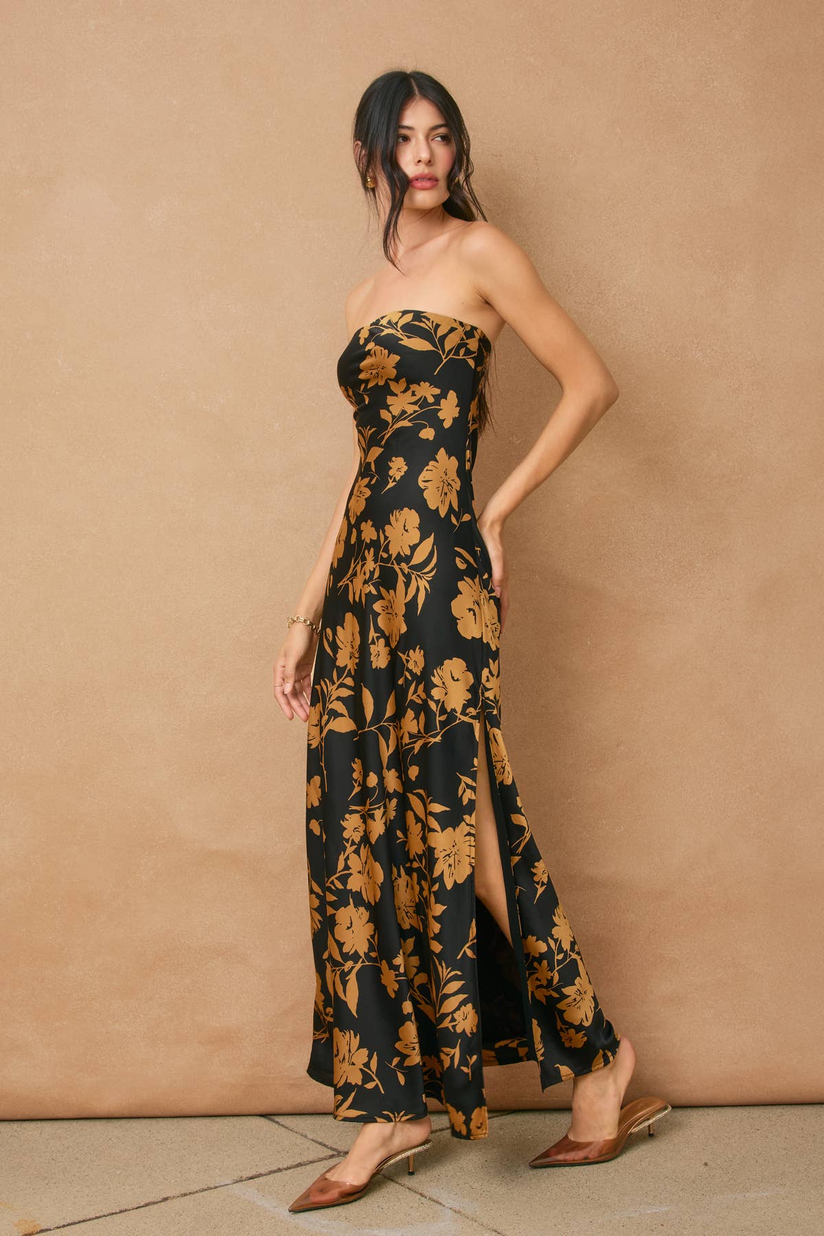 Undeniable Icon Strapless Bias Cut Maxi Dress