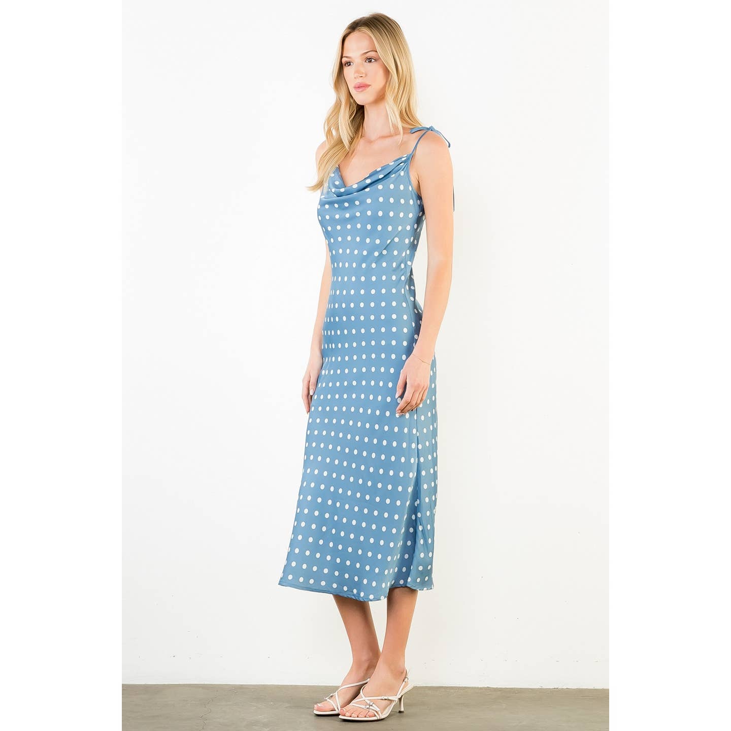 Sky Light Polka Dot Midi Dress