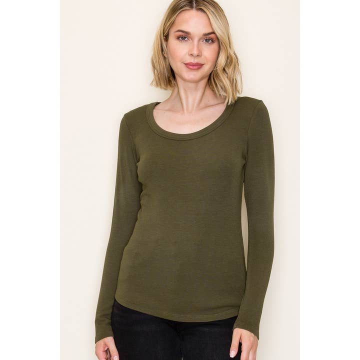 Best Basic Scoop Neck Top - Olive