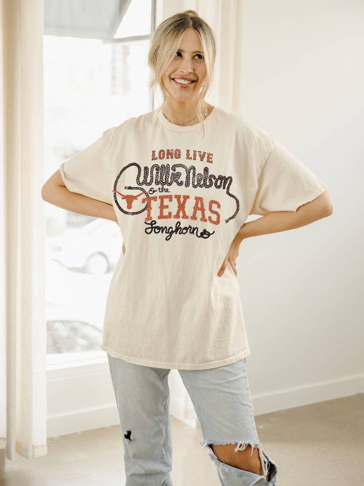 Long Live Willie Nelson X Longhorns Thrifted Tee