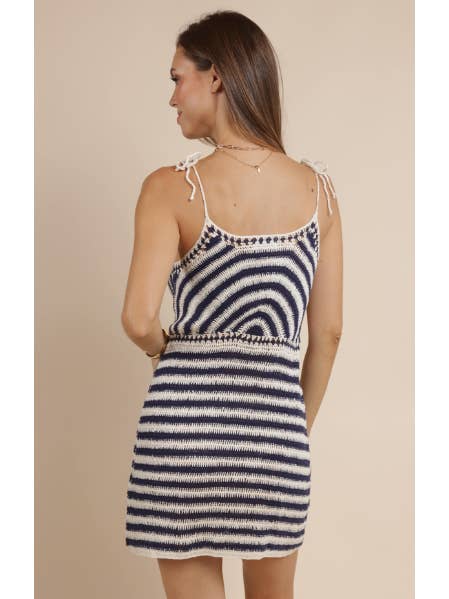 Wild Spirit Stripe Crochet Mini Dress
