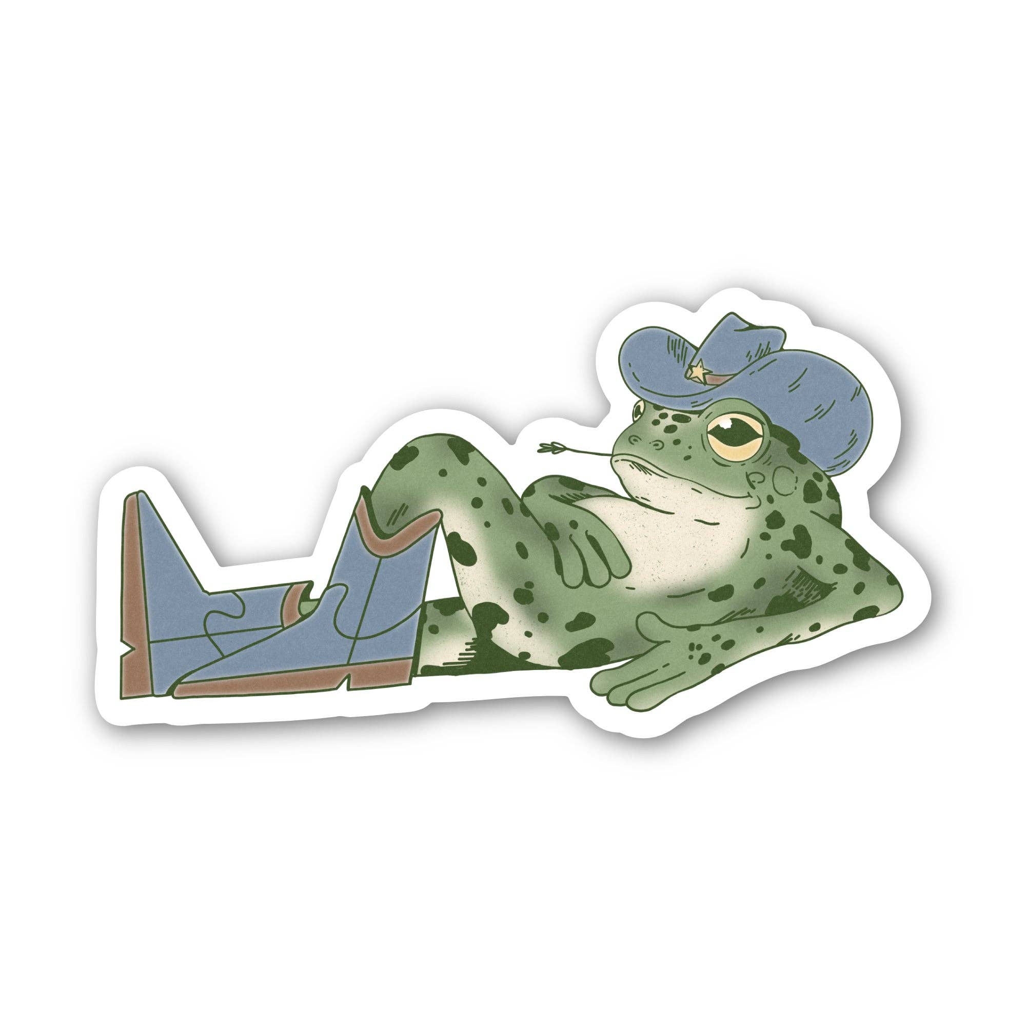 Relaxed Cowboy Frog Sticker