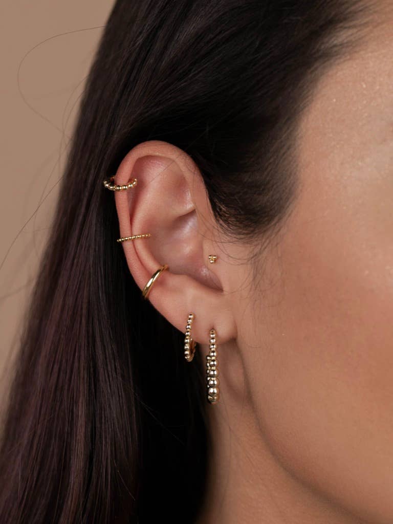 Small Ball Hoop Gold Earrings