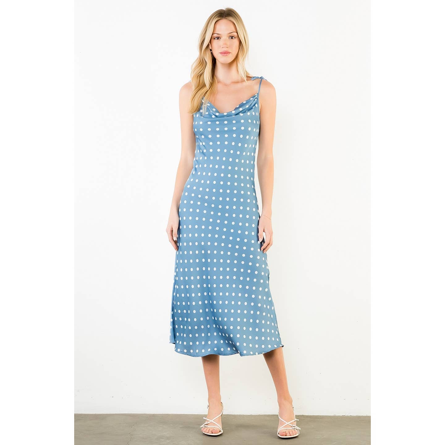 Sky Light Polka Dot Midi Dress Sky Light Polka Dot Midi Dress