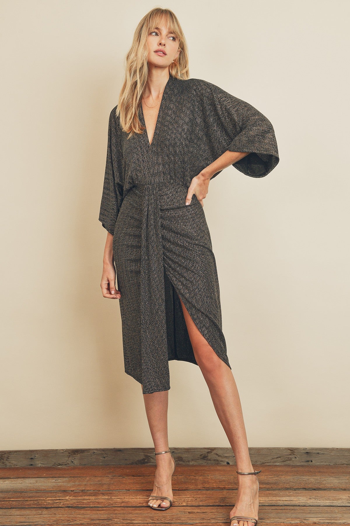 Under the Stars Metallic Midi Dress